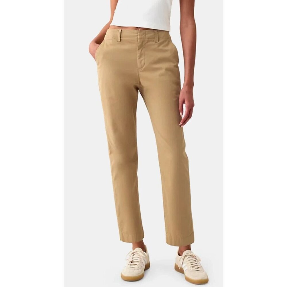 GAP Women's Cropped Straight-Leg Pants in Khaki
